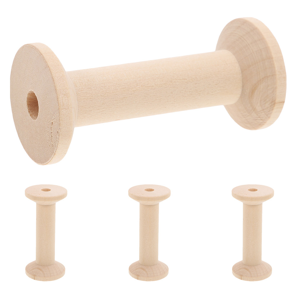 Embroidery Craft - 4Pcs Wooden Thread Spools Set Large