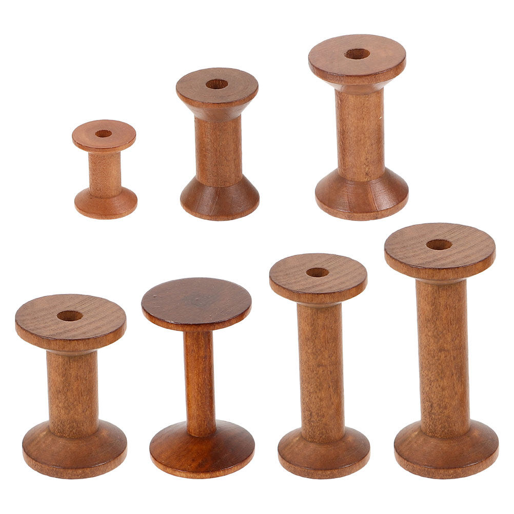 Embroidery Craft - 7Pcs Wooden Winding Spools Vintage Style