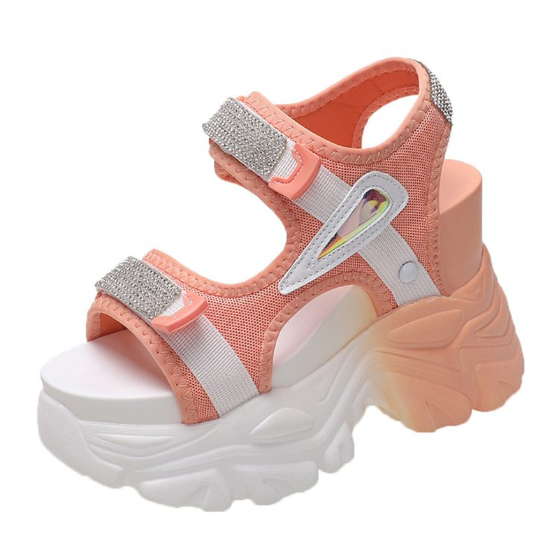 Crystal Mesh Fabric - High Platform Sandals Women Bling 10CM