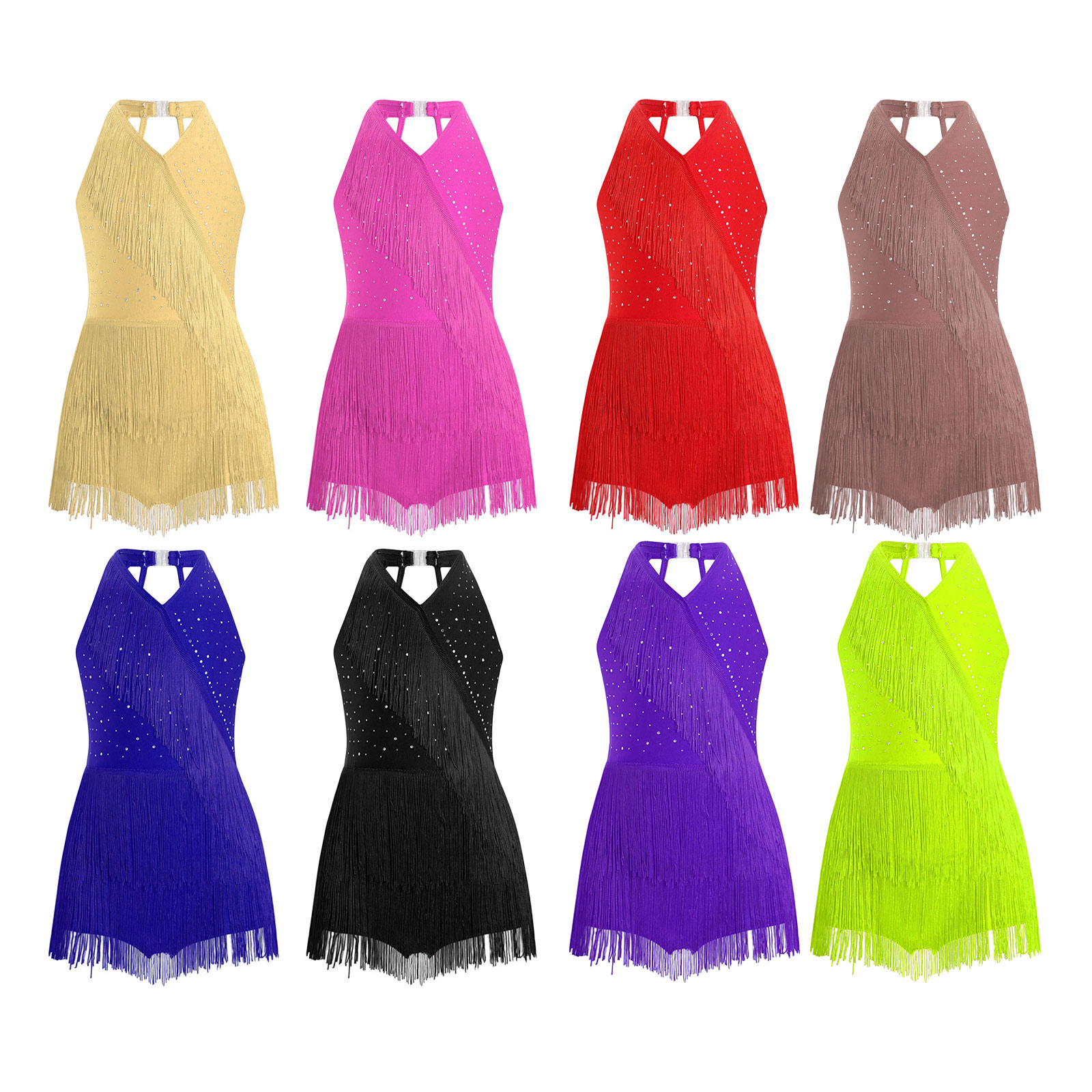 Kids Girls Latin Leotard Dress - Rhinestone Banding Trim review and price