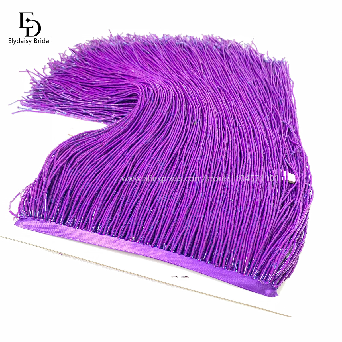 30CM Long Purple Green Black B - Beaded Trim Fringe review and price