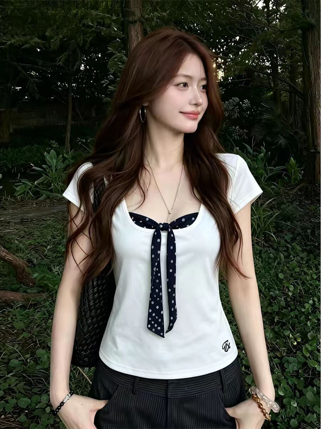 Korean Style  Knot Short Sleev - Embellish Knit review and price