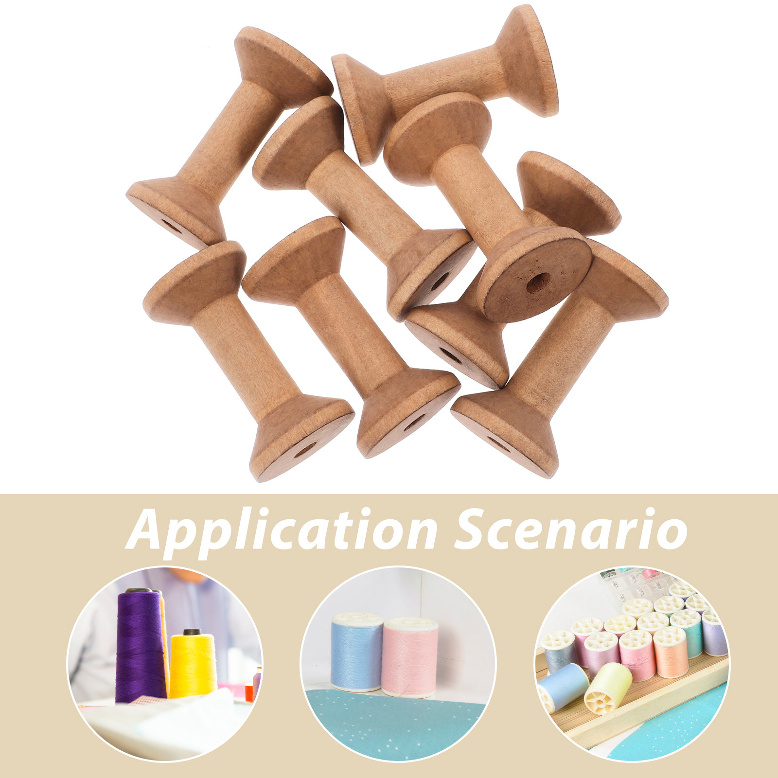 8Pcs Wooden Spools 70x40mm Pun - Embroidery Craft review and price