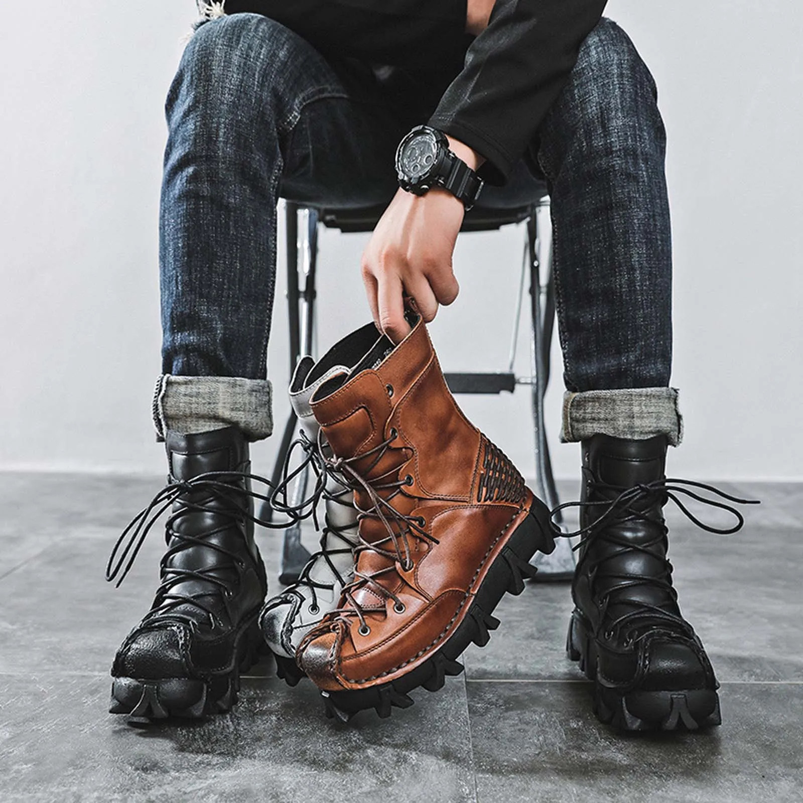Fashion Genuine Leather Motorc - Guipure Lace Panel review and price