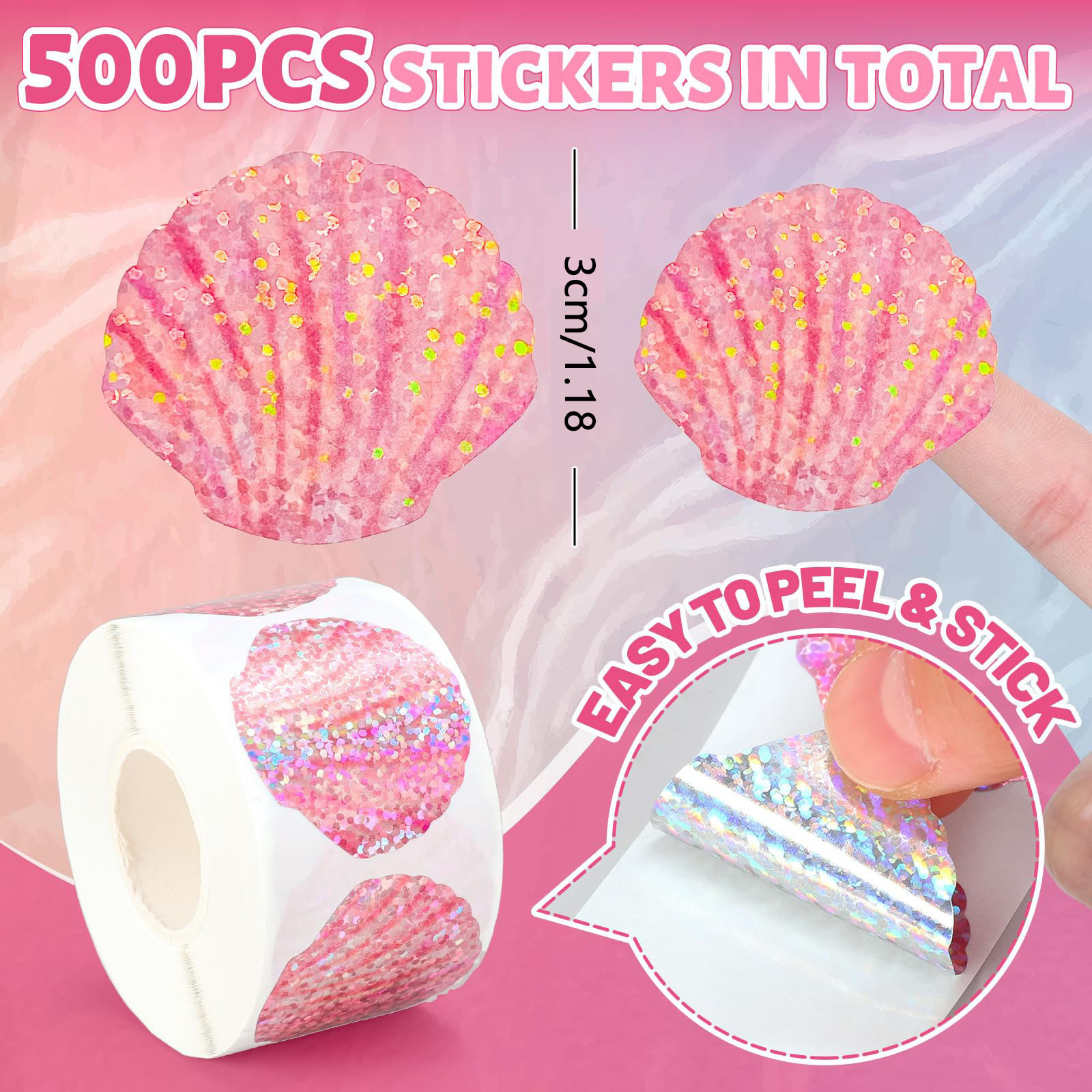 500 Pcs Summer Seashell Sticke - Glitter Vinyl Roll review and price