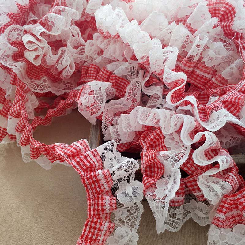 5CM Wide New Red White Plaid P - Elastic Lace Trim review and price