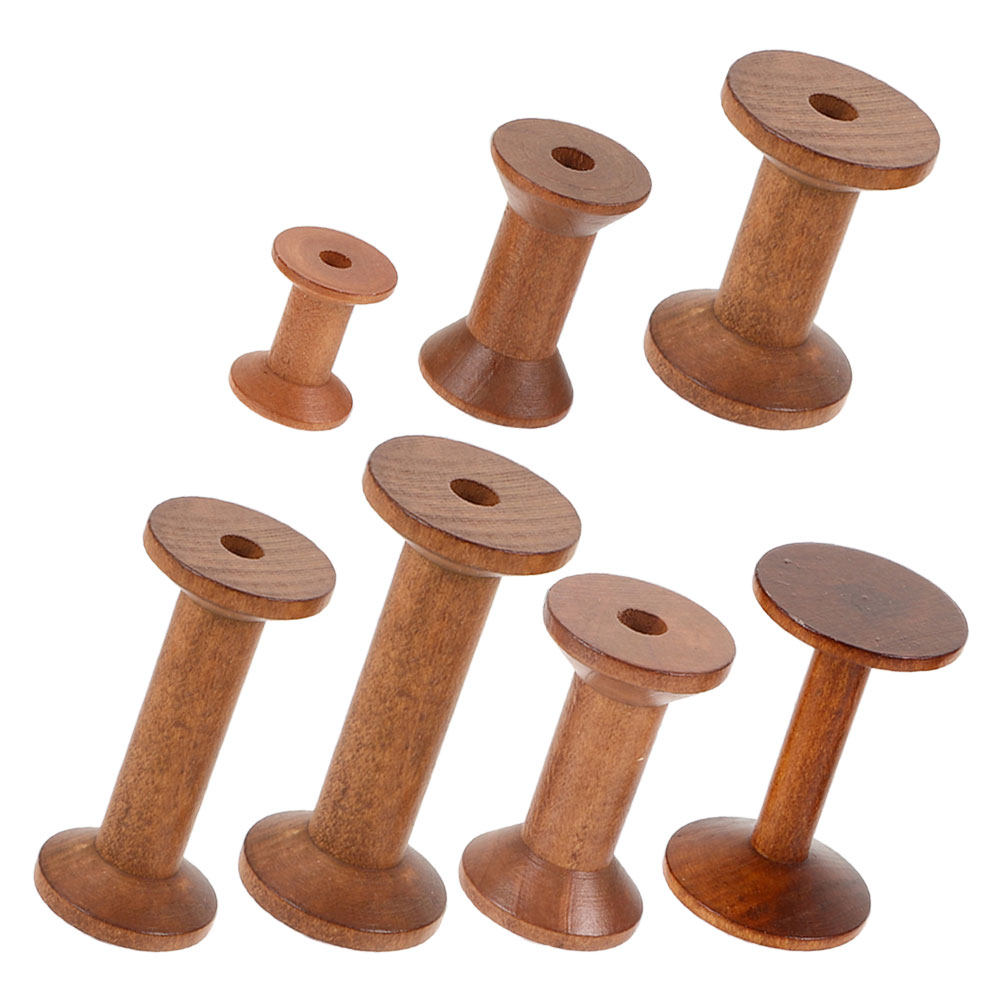 7Pcs Wooden Thread Spools Empt - Embroidery Craft review and price