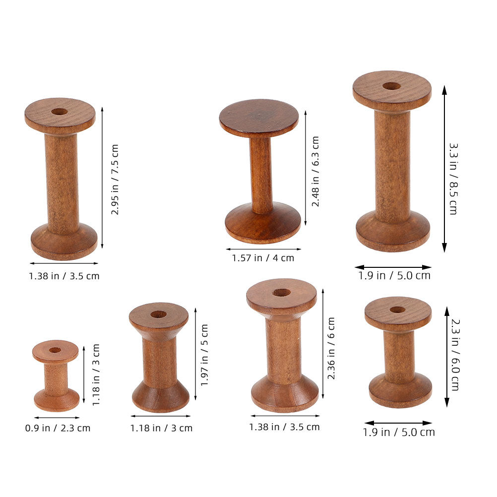 7Pcs Wooden Thread Spools Empt - Embroidery Craft review and price