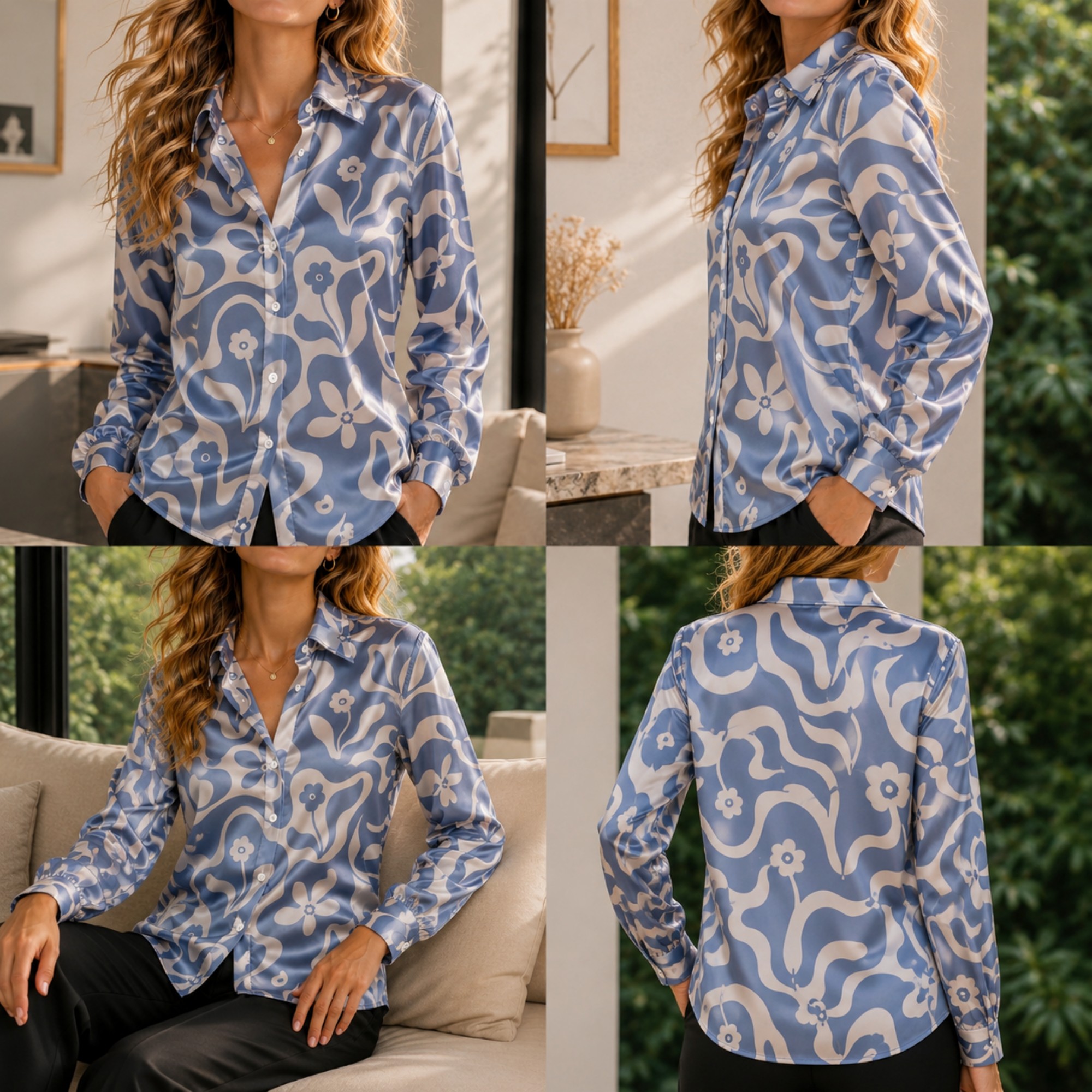 Women Green Satin Blouse White - Embellish Knit review and price