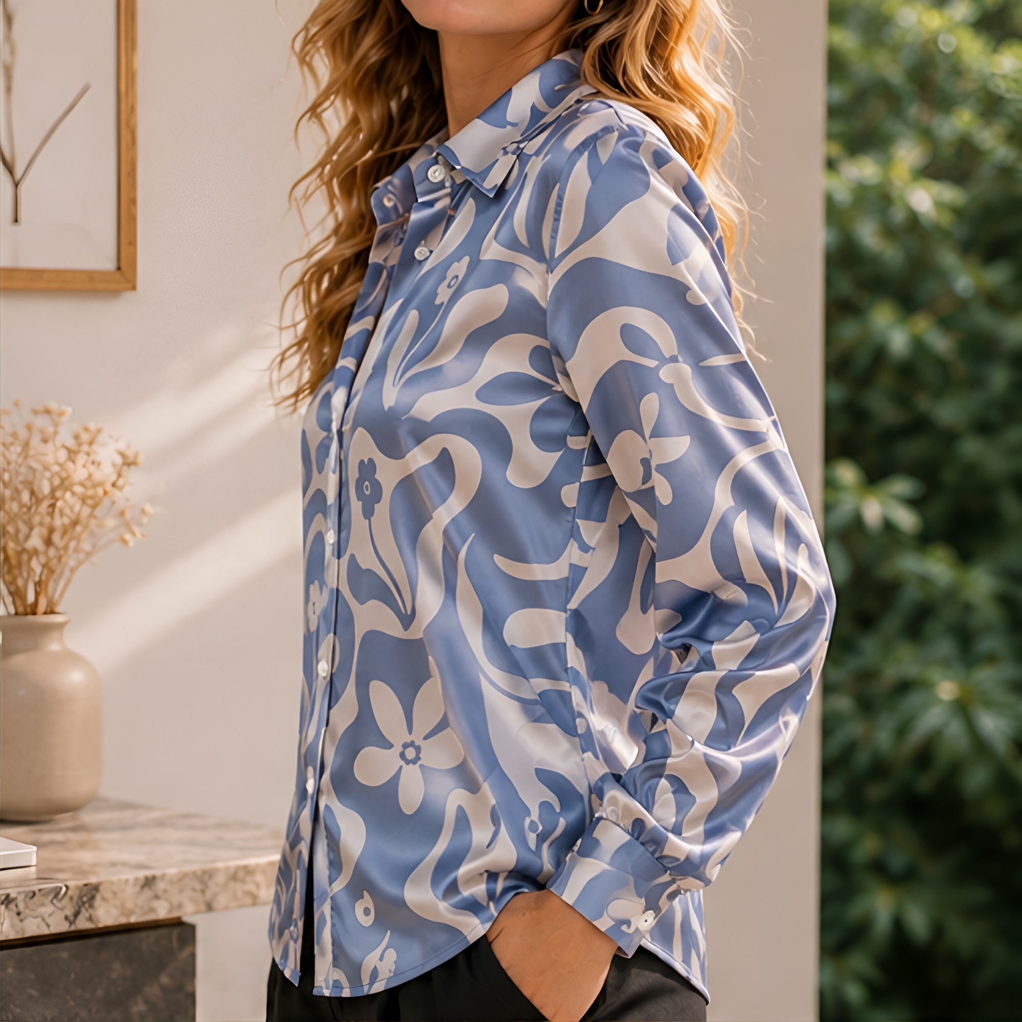 Women Green Satin Blouse White - Embellish Knit review and price