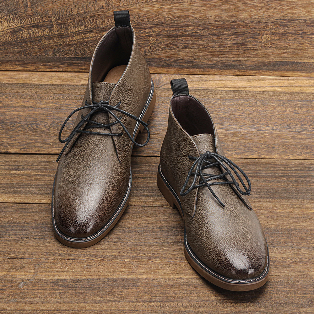 New Retro Style Men Boots leat - Guipure Lace Panel review and price