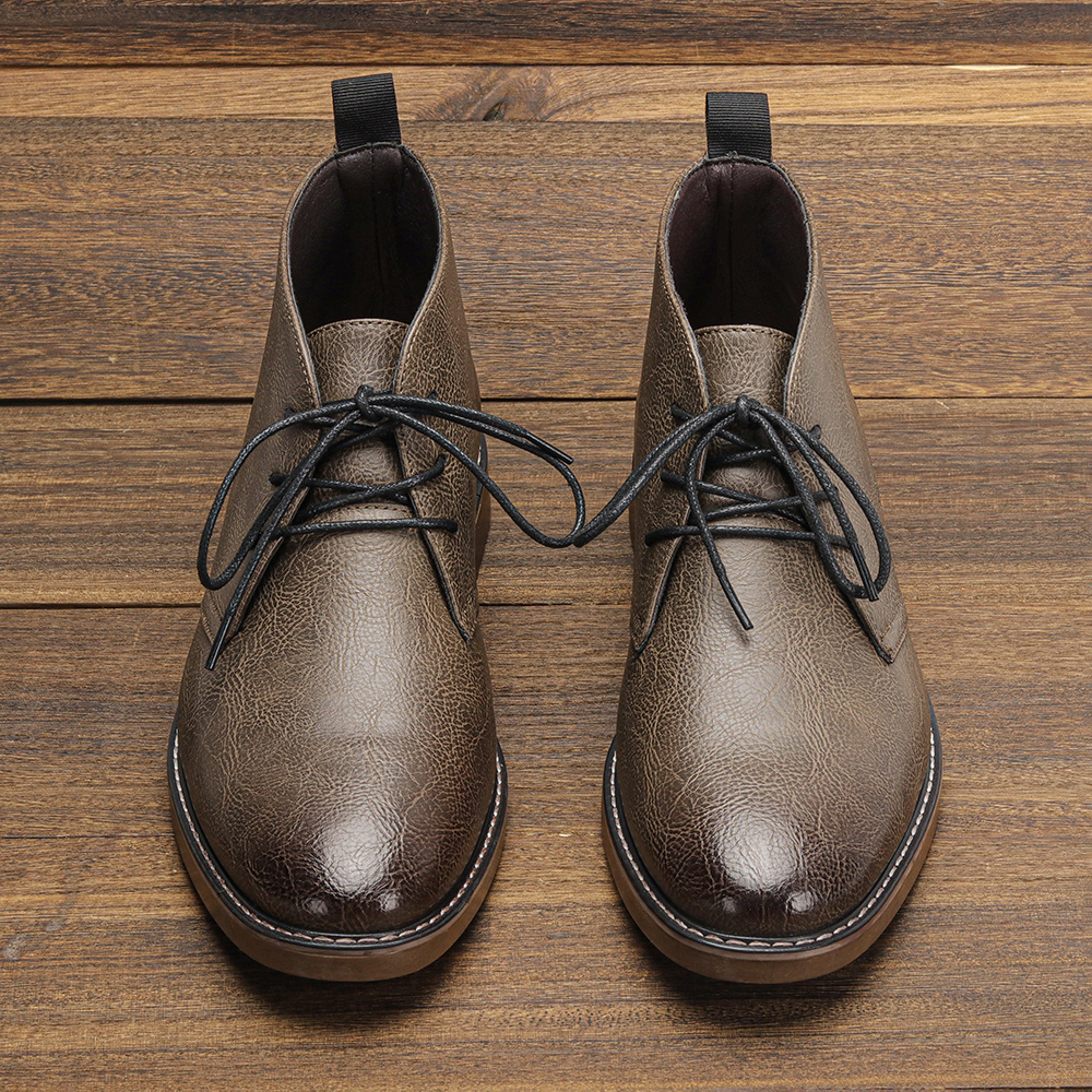 New Retro Style Men Boots leat - Guipure Lace Panel review and price