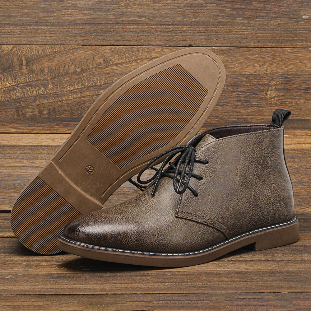 New Retro Style Men Boots leat - Guipure Lace Panel review and price