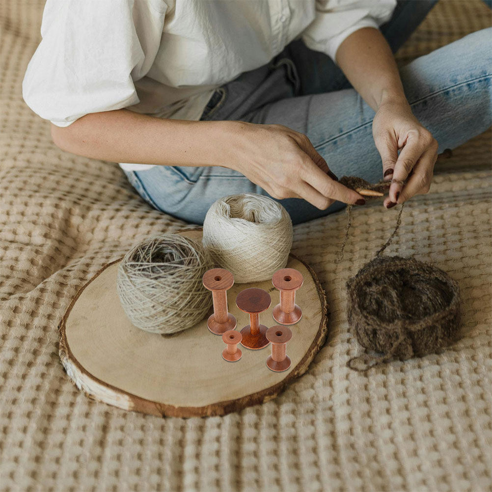 7Pcs Wooden Thread Spools Vint - Embroidery Craft review and price