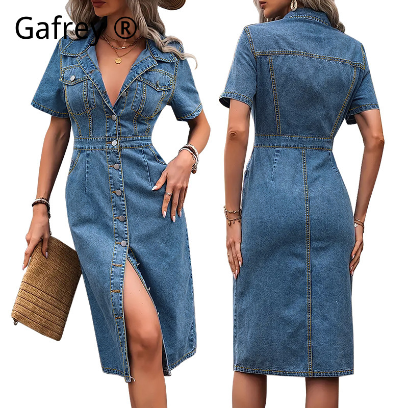 Plus Size Women Lapel Denim Dr - Embellish Knit review and price