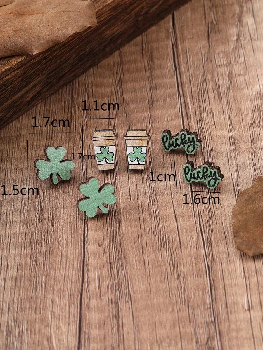 3 Pairs/Set Fashionable Wooden - Iron On Stud Set review and price