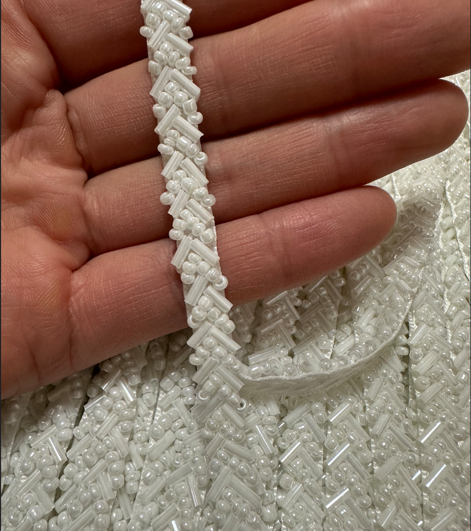 1/5Yards 7mm Milk White Beaded - Beaded Trim Fringe review and price