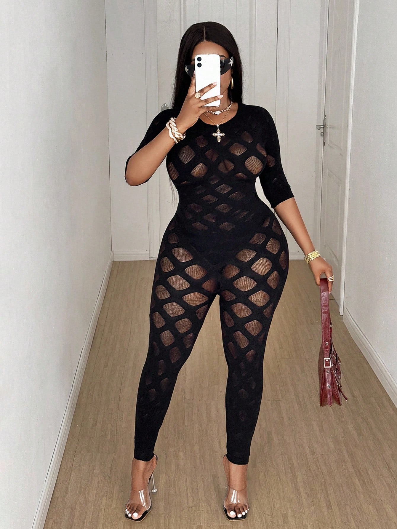 Women's Plus Size Sexy Jumpsui - Embellish Knit review and price