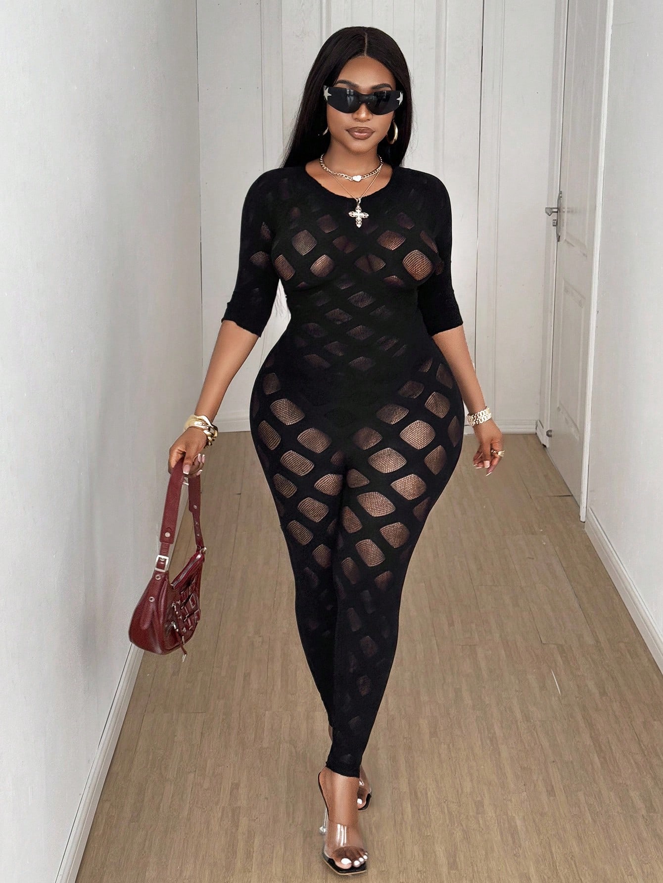 Women's Plus Size Sexy Jumpsui - Embellish Knit review and price
