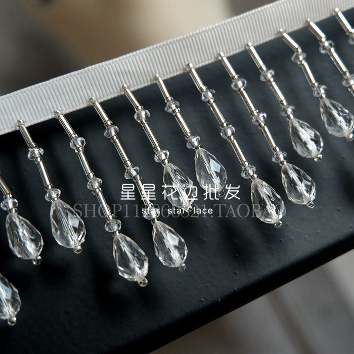 6cm Water Drop Crystal Pendant - Beaded Trim Fringe review and price