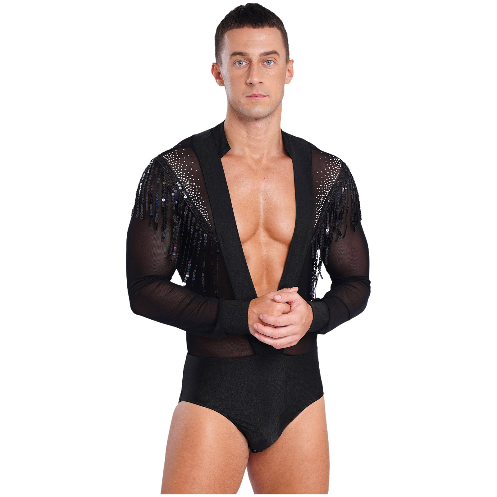 Mens Latin Salsa Dance Perform - Rhinestone Banding Trim review and price