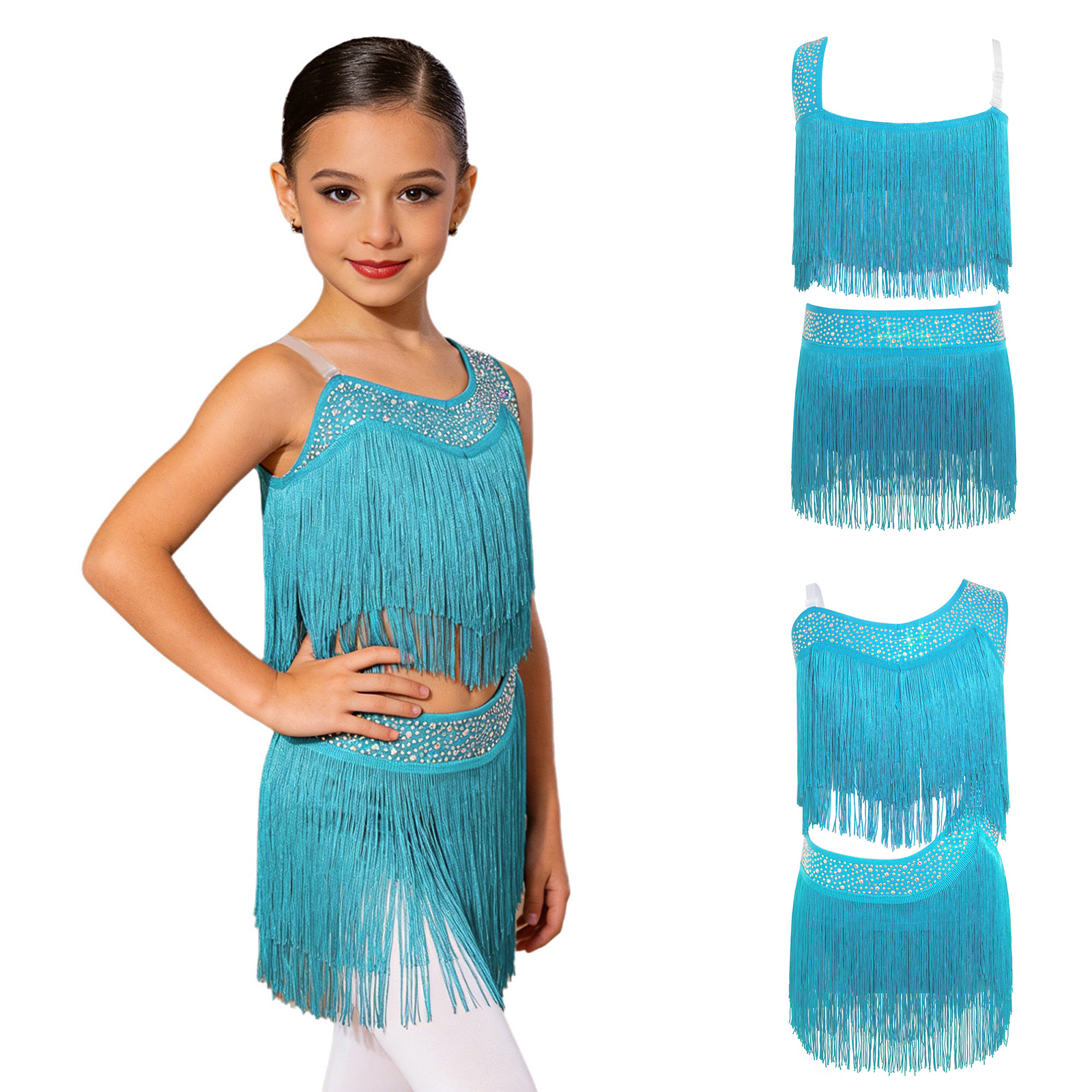 6-16Y Girls Latin Jazz Dance C - Rhinestone Banding Trim review and price