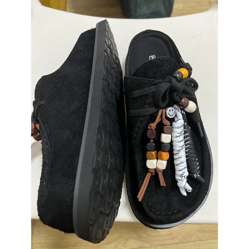 Women Men Clogs Cow Suede Leat - Guipure Lace Panel review and price