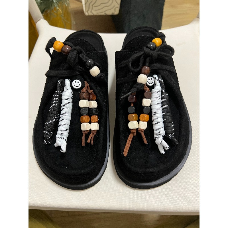 Women Men Clogs Cow Suede Leat - Guipure Lace Panel review and price