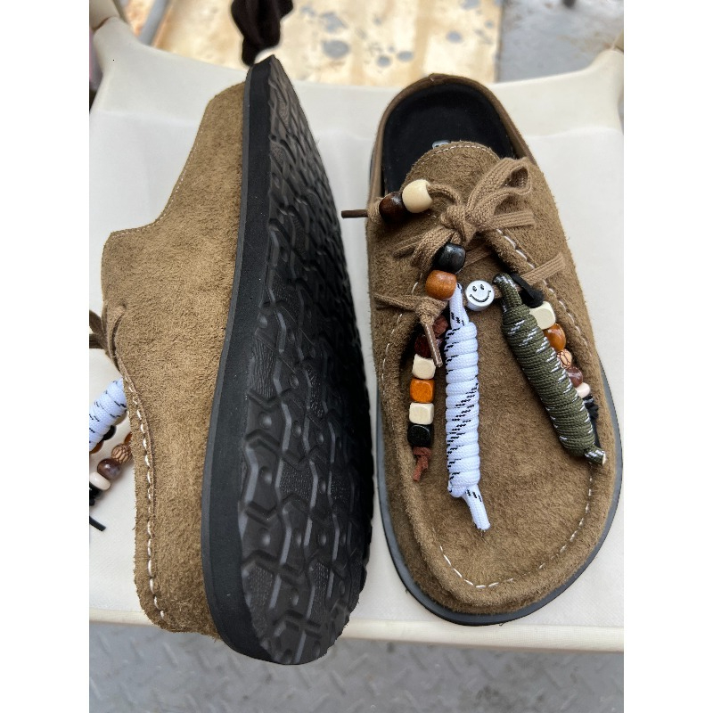 Women Men Clogs Cow Suede Leat - Guipure Lace Panel review and price