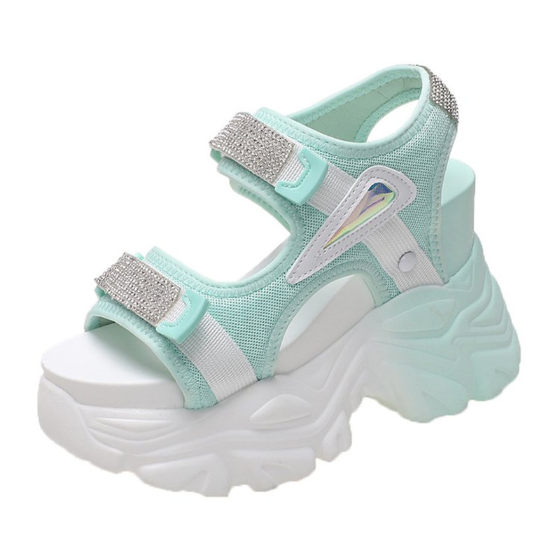 High Platform Sandals Women Bl - Crystal Mesh Fabric review and price