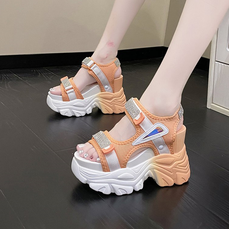 High Platform Sandals Women Bl - Crystal Mesh Fabric review and price