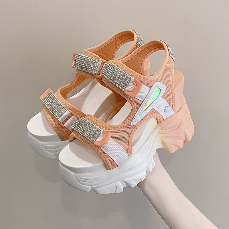 High Platform Sandals Women Bl - Crystal Mesh Fabric review and price