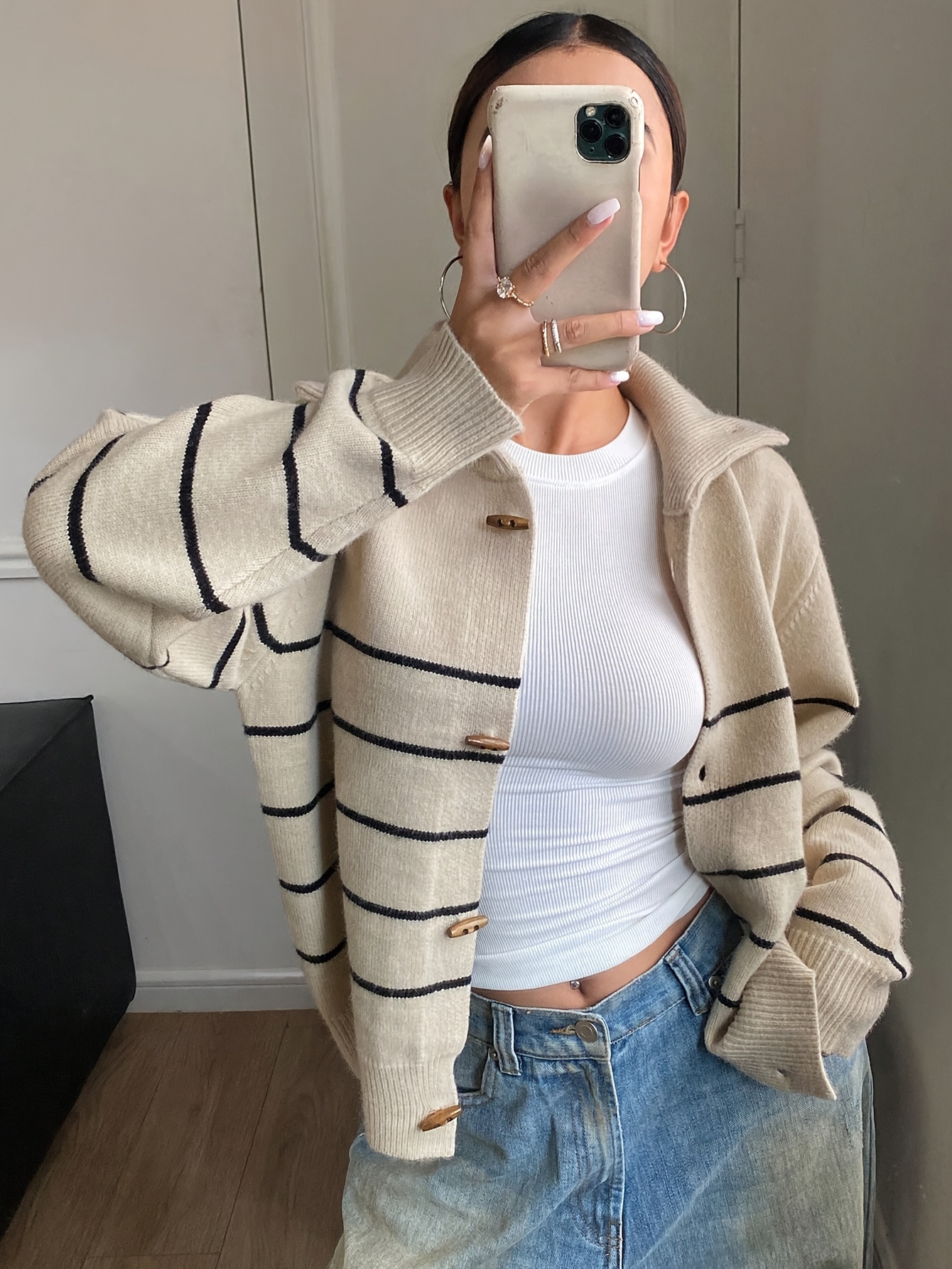 Plus Size Women Striped Cardig - Embellish Knit review and price