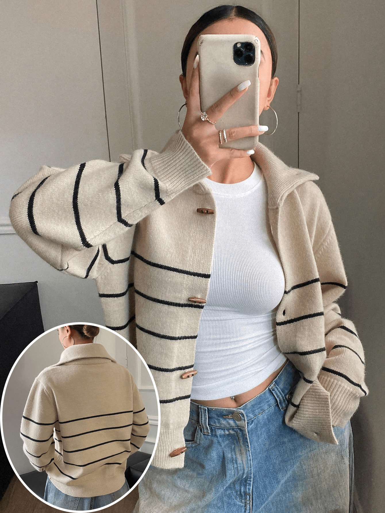 Plus Size Women Striped Cardig - Embellish Knit review and price
