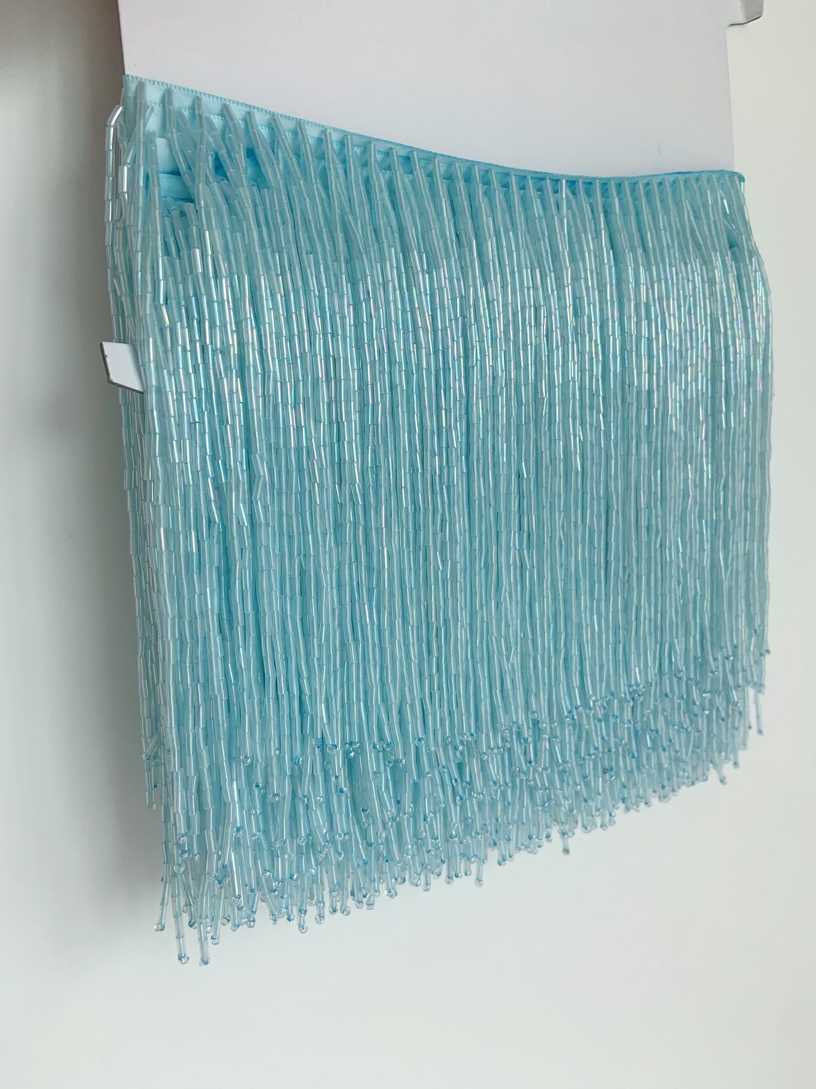 1 Yard Light Blue Bead Fringe  - Beaded Trim Fringe review and price